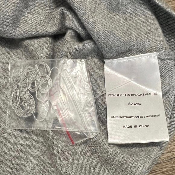 Ann Mashburn Tie Neck Ruffle Sleeve Sweater Gray Size Small Cotton Cashmere - Picture 4 of 5
